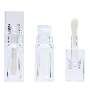 Tubes de brillant à lèvres en plastique transparent carré de 6.5ml bouchon à vis emballage de brillant à lèvres et de blush personnalisé avec grande baguette - Product Image 1