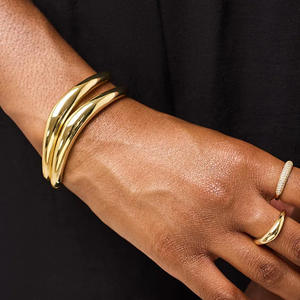 LUCKYJIU personalizzato 18K placcato oro acciaio inossidabile onda dichiarazione braccialetto impermeabile appannamento libero alla moda braccialetto - Product Image 3