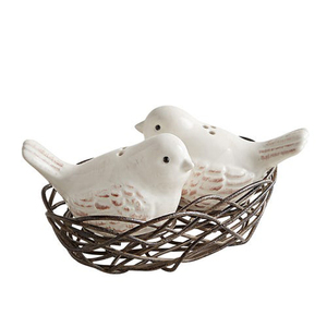 Articoli da cucina su misura In ceramica Due uccelli Carino In nido di Amore Uccello Salt & Pepper Shakers - Product Image 1