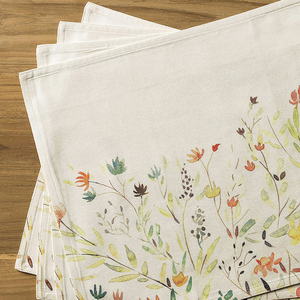 Handmade Cotton Linen Placemats Round Printed Table Accents with Plaid Style Waterproof Lace Fabric for <strong>Weddings</strong> - Product Image 1