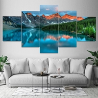 5 Buah Lukisan Kanvas Pemandangan Alam Pemandangan Gunung Batu Hutan Danau Poster Cetak Gambar Dinding Seni Dinding Ruang Tamu
