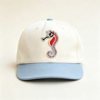 Casquette Snapback Bicolore à Visière Plate 6 Panneaux en Sergé Personnalisée avec Logo Brodé 3D Hippocampe Coloré pour Vacances en Bord de Mer – Vente en Gros