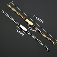 Bracelet d'identification personnalisé pour hommes et femmes, en titane et acier inoxydable, chaîne cubaine à maillons, gravure personnalisée, bracelet barre, jonc