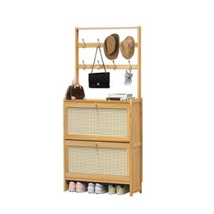 Small apartment entryway <b>shoe</b> cabinet, minimal space, simple <b>shoe</b> <b>rack</b>, flip-down cabinet with doors against the <b>wall</b>, - Product Image 5