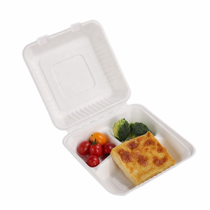 Sinh Thái compostable vỏ sò lấy đi hộp đựng thức ăn 3 ngăn dùng một lần phân hủy sinh học mía bã mía Hộp Ăn Trưa - Product Image 1