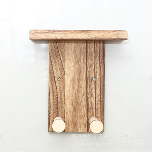 Wooden <b>Wall</b> <b>Mounted</b> <b>Shelf</b> With Hooks For Plants And Storage Rectangle Solid Wood Home Decoration - Product Image 3