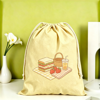 Sac à cordon pliable en toile de coton, motif dessin animé, écologique, grand format, réutilisable, pour la gym, le sport et le rangement quotidien