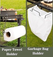 Table pliante avec porte-serviettes en papier et poubelle pour barbecue portable, pique-nique, extérieur, petite table pliante à deux hauteurs
