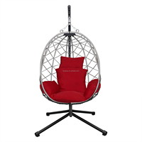 Surface tissée dense, base circulaire stable, chaise suspendue en rotin de jardin
