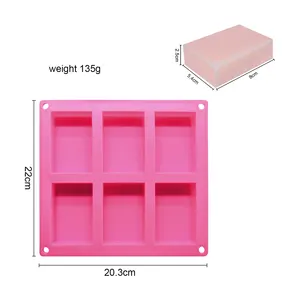 6 Carre creux hình chữ nhật tự làm moule một Savon moules Silicone Gateaux Jelly Ice Gateau sô cô la moules En Silicone đổ Savon