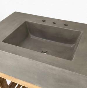 โต๊ะเครื่องแป้งโรงแรมทันสมัยงานหัตถกรรมในห้องน้ำวัสดุผสมสำหรับบ้านเฟอร์นิเจอร์โต๊ะไม้คอนกรีตเคาน์เตอร์ห้องน้ำทาสีด้วยมือทำจากซีเมนต์ - Product Image 2