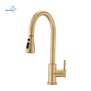 Commercial Modern RV Stainless Steel Brushed Gold Kitchen Faucets, Grifos De Cocina