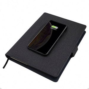 Customizable Logo Creative Wireless Charging Notebook Power Bank PU Cloth and Leather Cover Portable Manager Folder <b>Diary</b> Use - Product Image 2