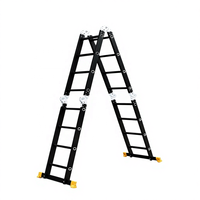 Escalier de supermarché moderne en alliage d'aluminium 4x4, 16 pieds, noir, antirouille, antidérapant, avec verrou de sécurité et réglable en plusieurs positions