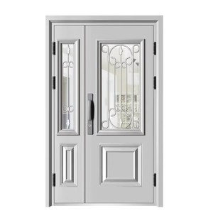 Porte d'entrée pivotante double en <span class=keywords><strong>pierre</strong></span> extérieure Sunnysky avec porte d'entrée moderne en acier inoxydable et verre - Product Image 1
