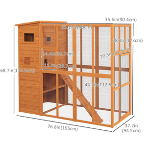 Maison de chat de luxe en bois de sapin pour extérieur, grande enclos pour chat avec accès libre, anti-évasion, en treillis métallique, cabine de repos privée, toutes saisons, pour chat - Product Image 2