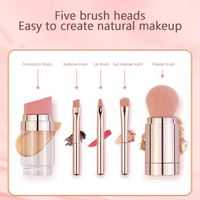 YOUXIN RTS Pesanan Grosir Campuran Pabrik Grosir Set Kuas Makeup Multifungsi 5 Buah Portabel untuk Perjalanan, Concealer, Bulu Sintetis