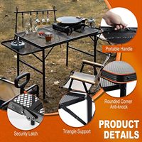 4.4FT Portable Pliable Metal Grill Table Réglable en Hauteur Léger Table Extérieure Extension Board pour Camping Beach BBQ
