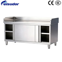 Plan de travail en acier inoxydable 304 avec porte coulissante pour usage domestique, commercial, hôtelier et de restauration – Banc de cuisson