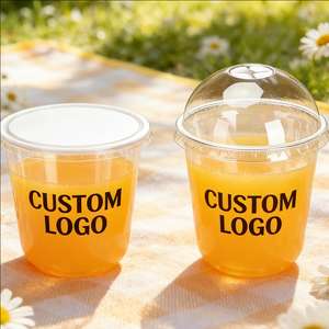 Vasos Desechables de Plástico Transparente en Forma de U de 14 oz, 20 oz y 30 oz con Tapas para Jugos, Personalizables - Product Image 1