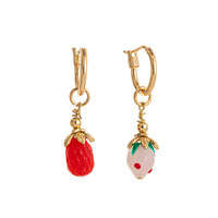 Aardbei Zomer Verguld Koper Fruit Serie Framboos Kleurbestendige Parel Trendy Modieuze Dames Creolen