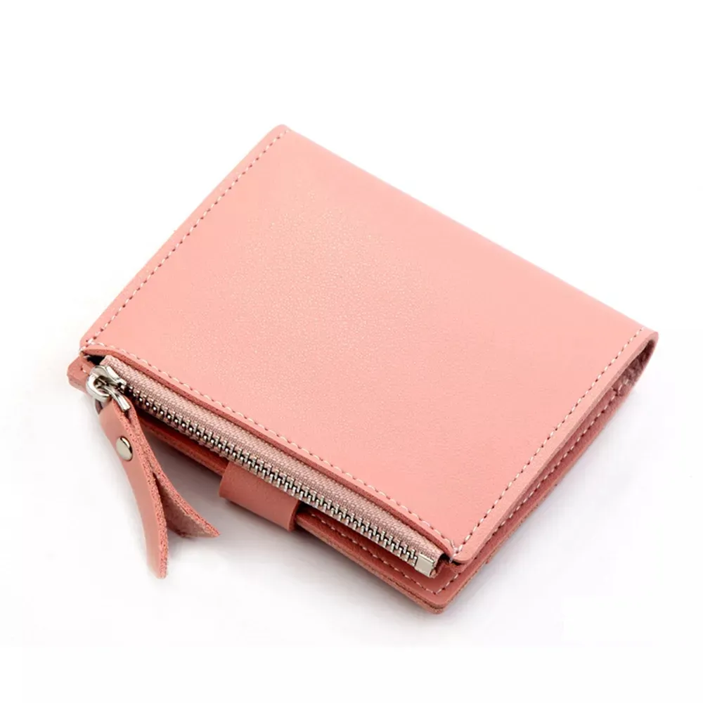 2022 Hot Short Card Holder Short Zipper Minimalist Women Wallet for Shopping Pink Fashion Black Yellow ladies wallet bag