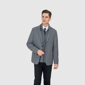 MTM personnalisé jeune décontracté gris Blazer ample mince costume décontracté hommes nouveau style simple boutonnage plissé avant respirant peigné adultes