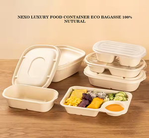 Vente en gros 13x6 canne à sucre bagasse à clapet boîte à lunch compostable biodégradable récipient jetable emballage alimentaire - Product Image 6