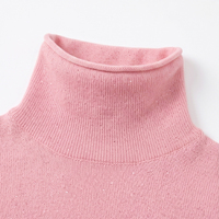 Pull en maille de luxe en soie pour femme, col roulé, à paillettes fines, coupe ajustée, manches longues, antistatique, sous-vêtement de base