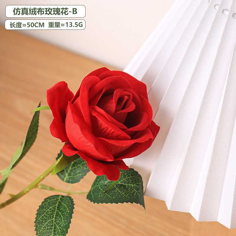 Simulated velvet rose flower B