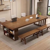 Bureau en bois de teck avec rangement, bureau d'écriture en bois massif, table de bureau moderne minimaliste, fabrication indonésienne