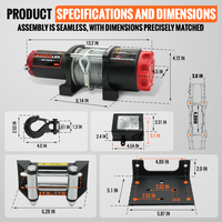 Treuil électrique AUTOBOTS de haute qualité 4500lbs pour véhicules, câble en acier synthétique, 12v 24v 4wd tout-terrain 4x4