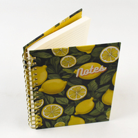 Carnet de notes de luxe à spirale, couverture rigide, papier d'art laminé, reliure métallique dorée, pages lignées, pour impression de bureau