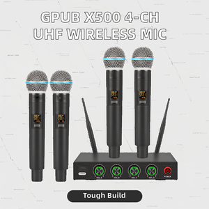 Microphone sans fil UHF professionnel à 4 canaux, microphone dynamique cardioïde OEM, finition métallique, best-seller - Product Image 2