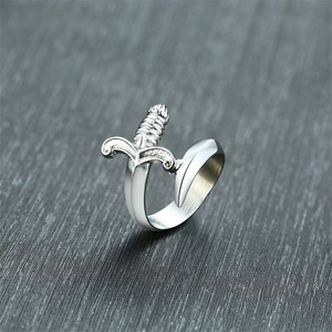 Punk Style High Polished Dagger Shaped <b>Ring</b> Curved Sword Stainless Steel <b>Ring</b> for <b>Men</b> - Product Image 5
