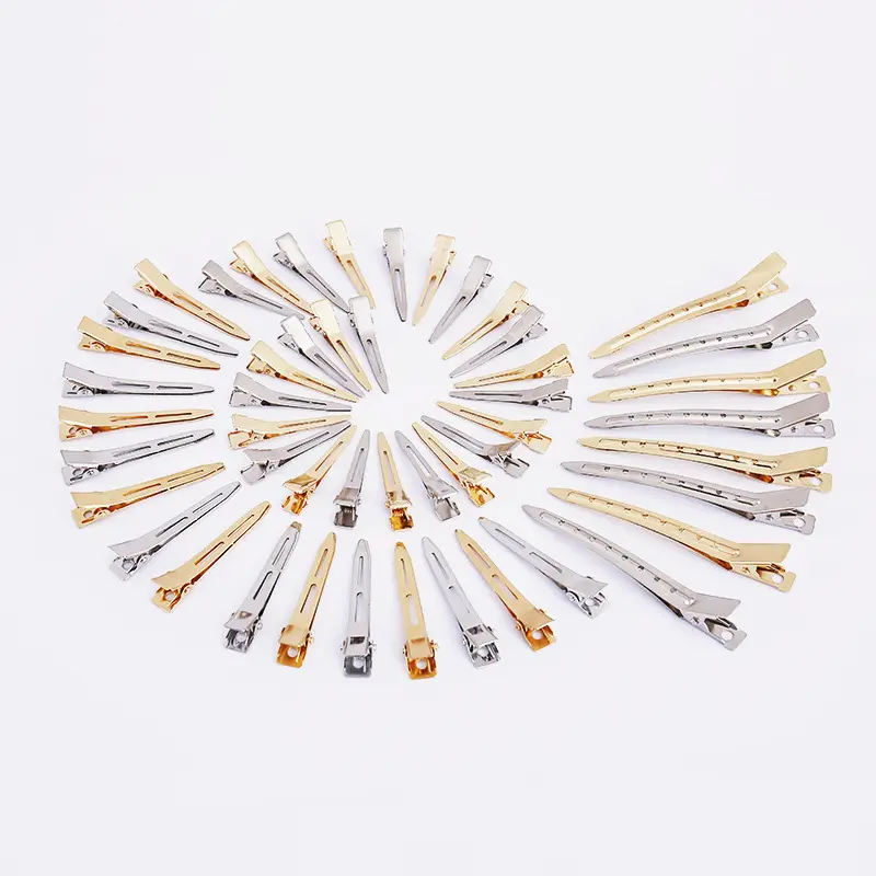 Customized gold white stainless steel pointed duck clips alligator hair accessories barrette metal hair clip diy
