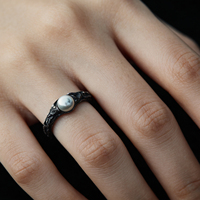 Bague minimaliste en argent plaqué, faite à la main, avec perle, style vintage, bijoux pour femmes, à porter au quotidien, cadeau