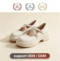 Chaussures Mary Jane en gros à bout rond avec bride croisée et boucle, talons compensés, style preppy pour femmes, confort et soutien, OEM ODM