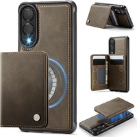Casing Dompet Lantu Kompatibel Magsafe Samsung Galaxy S25 Edge dengan Tempat Kartu Magnetik, Pemblokir RFID, dan Penyangga Lepas Pasang