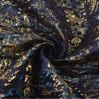 Tissu Jacquard Brocart Polyester Respirant Scintillant Métallique à Motif Abstrait Bleu Marine Rouge Doré Brillant pour Hommes Nais – Idéal pour les Fêtes