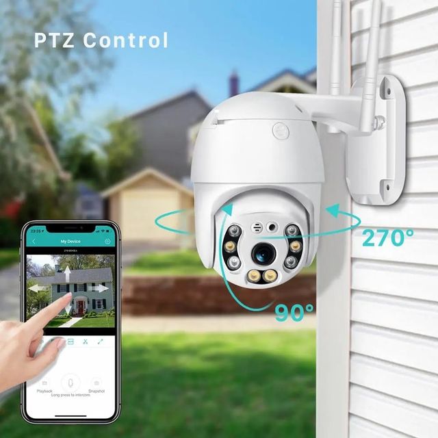 High Definition 1080P 2MP AI Optical Zoom H.265 140 Wide-Angle WiFi IP Camera Outdoor PTZ Dome Wireless Security CCTV Remote