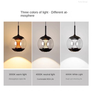 Lámpara Colgante Moderna de Cristal para Toda la Casa, Espectro Completo, Protección Ocular, LED Regulable, para Restaurante, Dormitorio, de Aluminio - Product Image 3