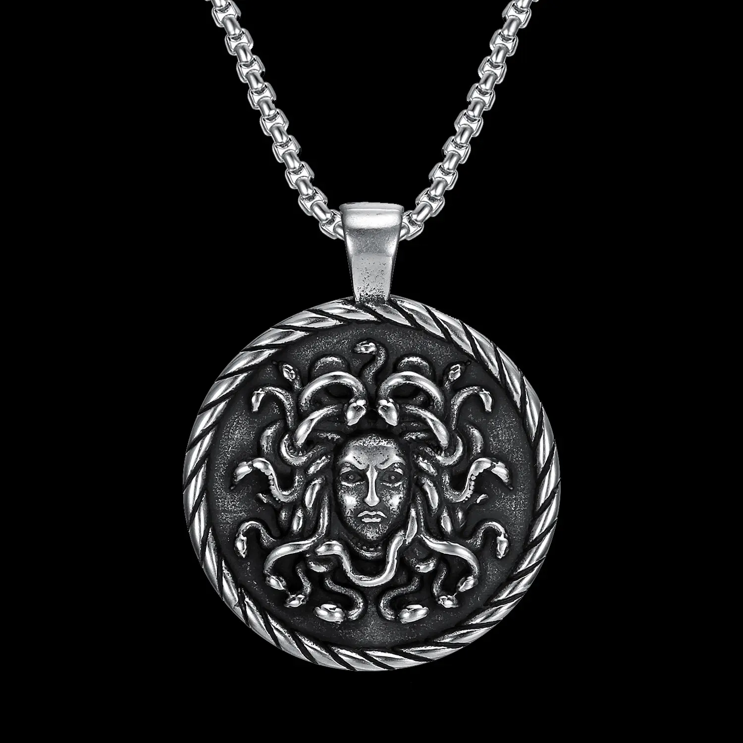 Design personalizzato gioielli Vintage moda in acciaio inox mitologia greca Medusa testa di serpente collana pendente per donna uomo