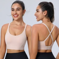 Débardeur de sport pour femme grande taille à bretelles croisées, haut de yoga respirant, maintien élevé, en nylon, logo personnalisé, vêtement de sport très élastique