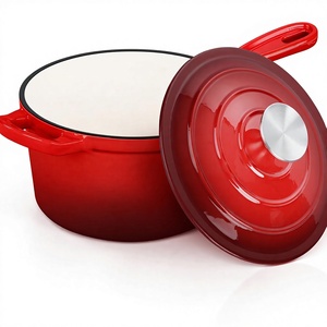 Olla Esmaltada con Tapa de 1 Cuarto de Galón, Mini Olla Holandesa para Cocinar y Hervir, Saludable, No Tóxica, Apta para Inducción y Horno, Roja - Product Image 1