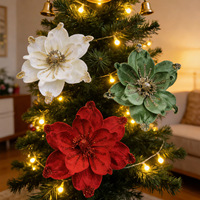 Nouveau modèle 2026 avec fleur de Noël artificielle en velours et strass pour centres commerciaux, hôtels et ambiance de Noël DIY