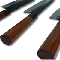 Pisau Koki Kiritsuke PRO Baja Komposit 3 Lapis Inti Baja 9Cr18Mov Tradisional Jepang, Kekerasan 60 HRC, Bilah 9 Inci, Gagang Kayu Ebony +