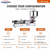Machine de remplissage semi-automatique horizontale à piston de haute précision (5-250 ml) pour petites entreprises, idéale pour les boissons, les crèmes pour le visage et les gels en verre ou en métal.