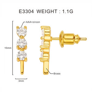 Foxi fábrica venta al por mayor pendientes a granel claro piedra preciosa Zirconia barra forma coreana Stud pendientes mujer joyería - Product Image 6