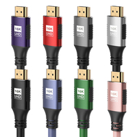Kabel HDMI 2.2 16K 96Gbps Kecepatan Tinggi Berlapis Emas dengan Pelindung Kepang, Kabel Video Male to Male untuk TV, Monitor, Proyektor